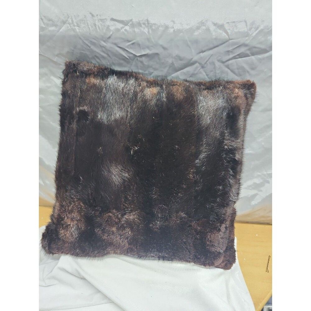 Real cocoa mink Throw Pillow Genuine Fur Pelts With Insert 15x13